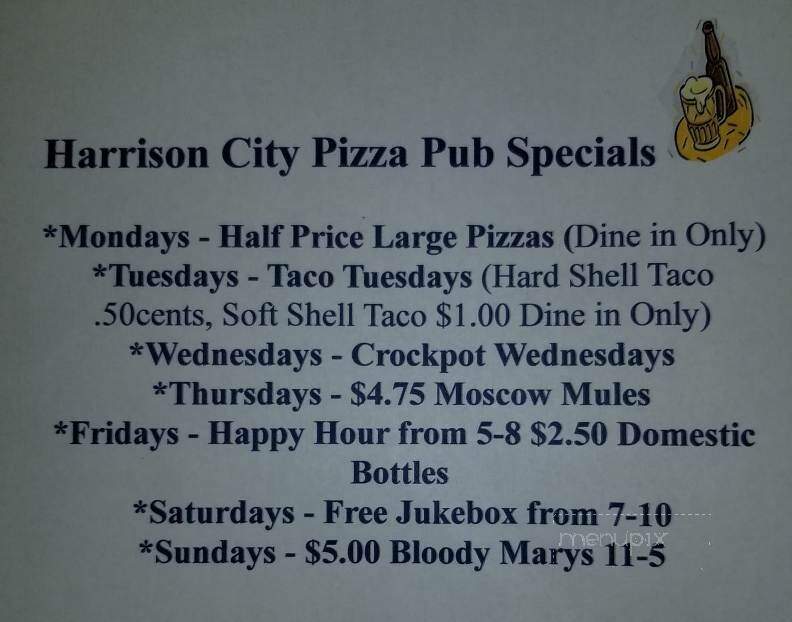 Harrison City Pizza Pub - Harrison City, PA menu_pic