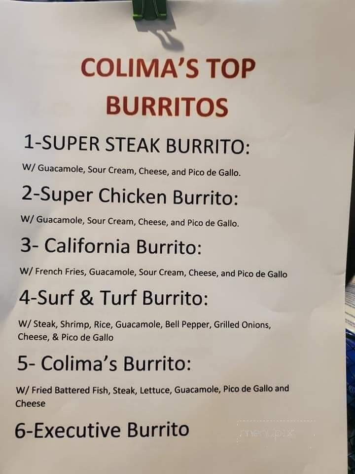 Colimas - Texarkana, TX menu_pic