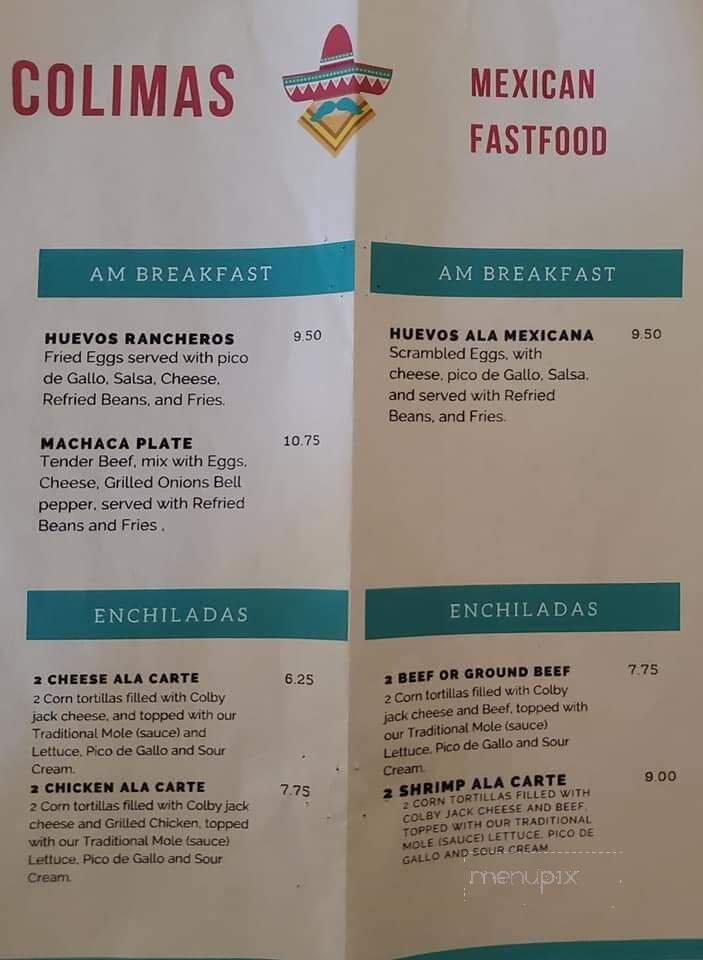 Colimas - Texarkana, TX menu_pic