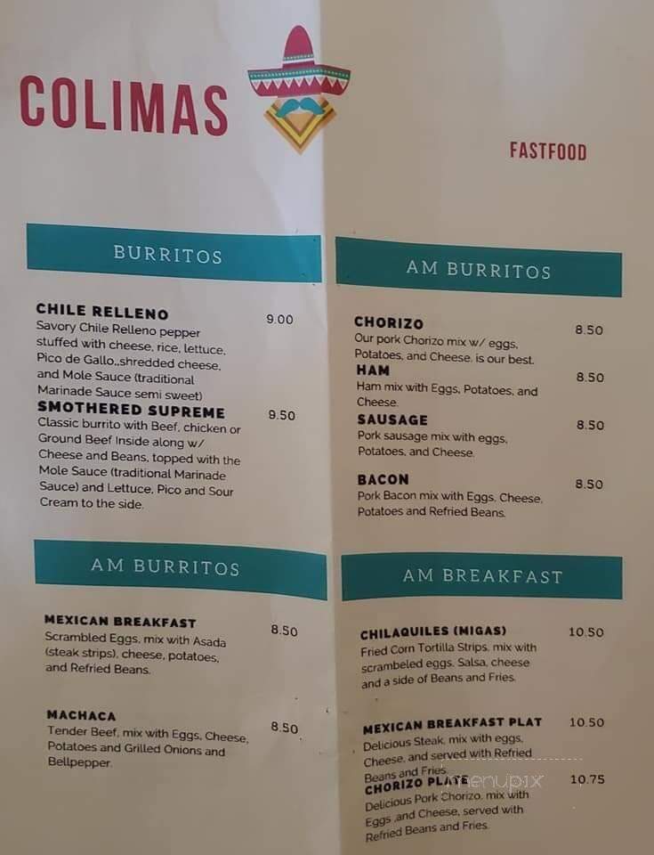 Colimas - Texarkana, TX menu_pic