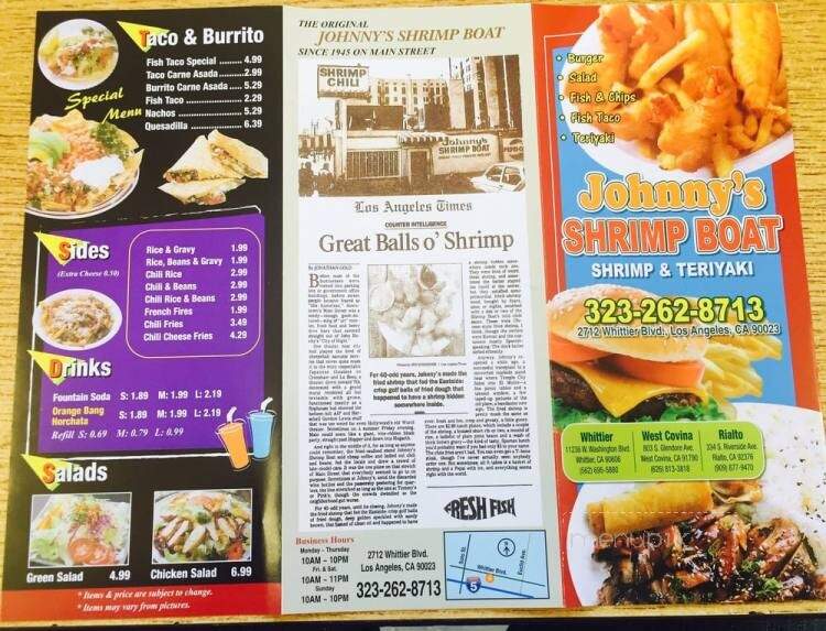 Johnny's Shrimp Boat - Los Angeles, CA menu_pic