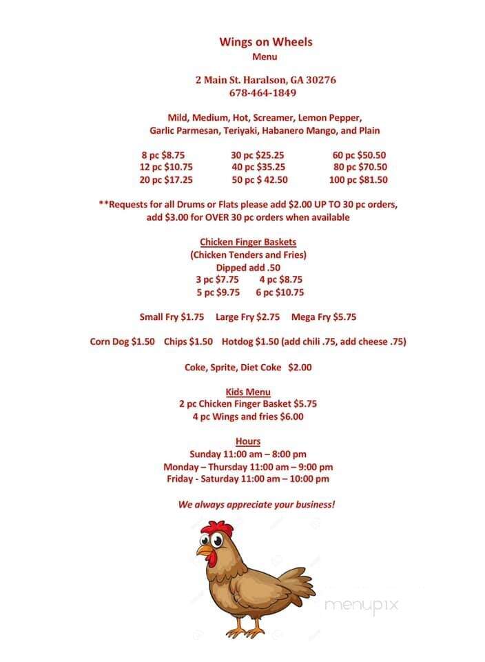 Wings On Wheels - Senoia, GA menu_pic