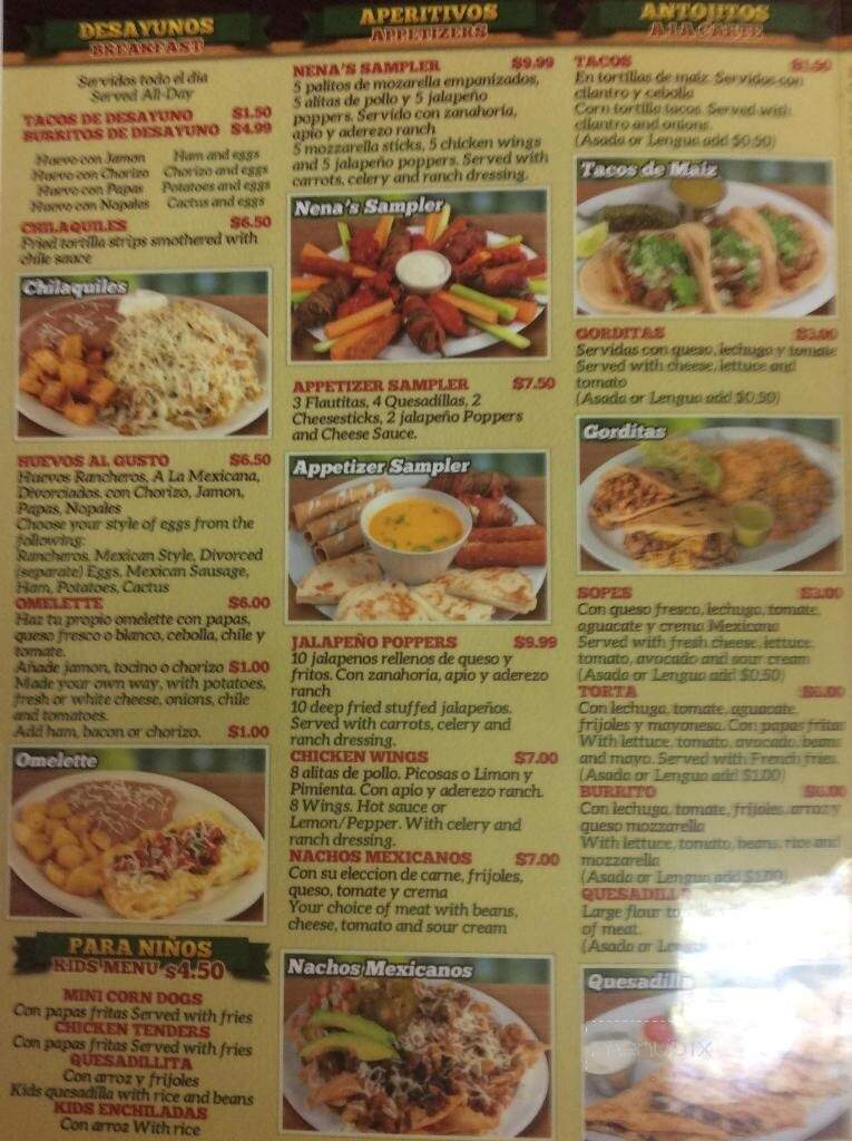 Nena's Mexican Restaurant - Haltom City, TX menu_pic