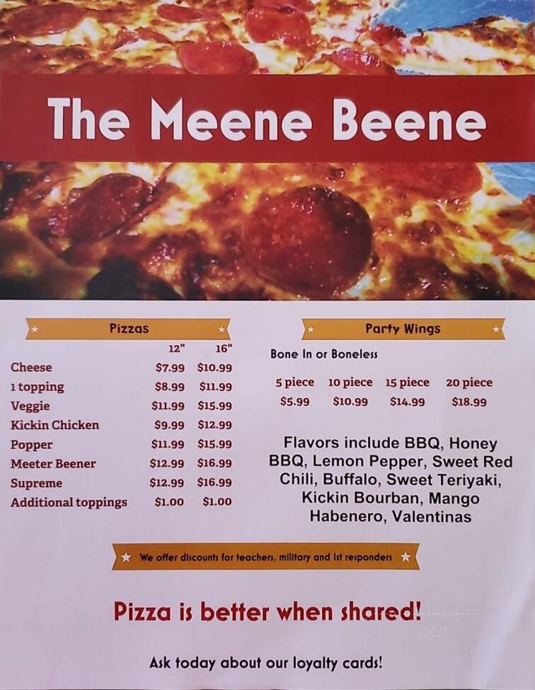 The Meene Beene - Stockdale, TX menu_pic