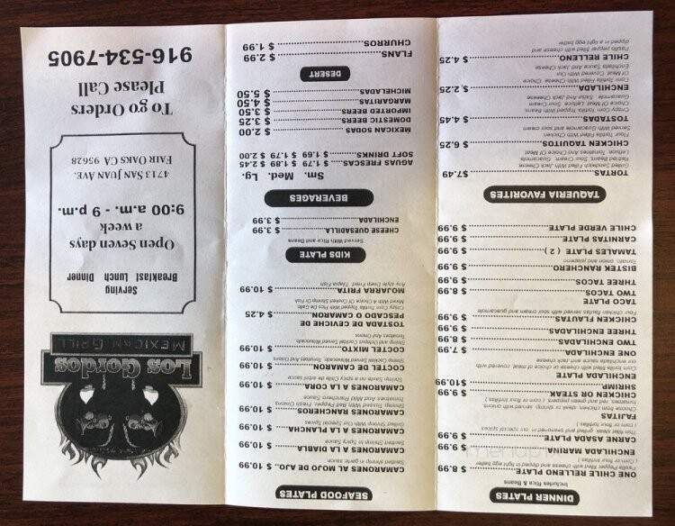 Los Gordos - Fair Oaks, CA menu_pic