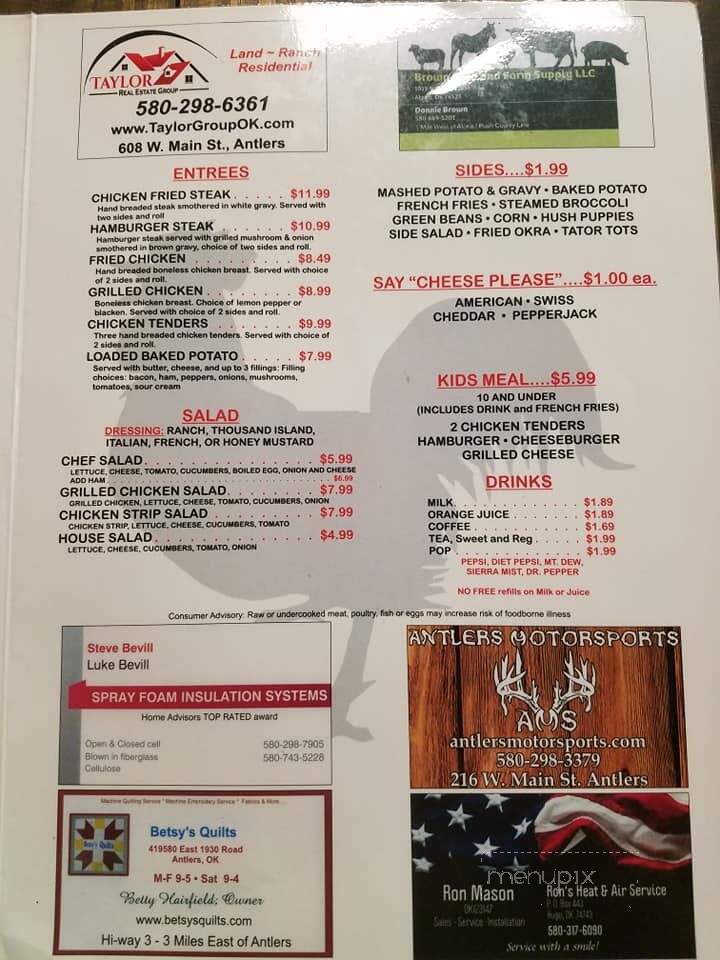 Mjay's Diner - Antlers, OK menu_pic