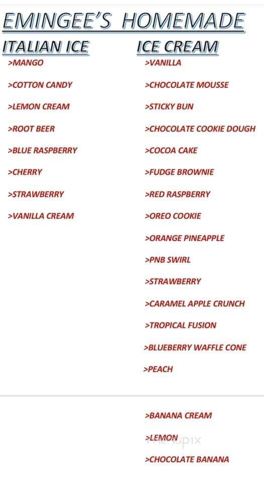 Emingee's Fastnachts - New Oxford, PA menu_pic