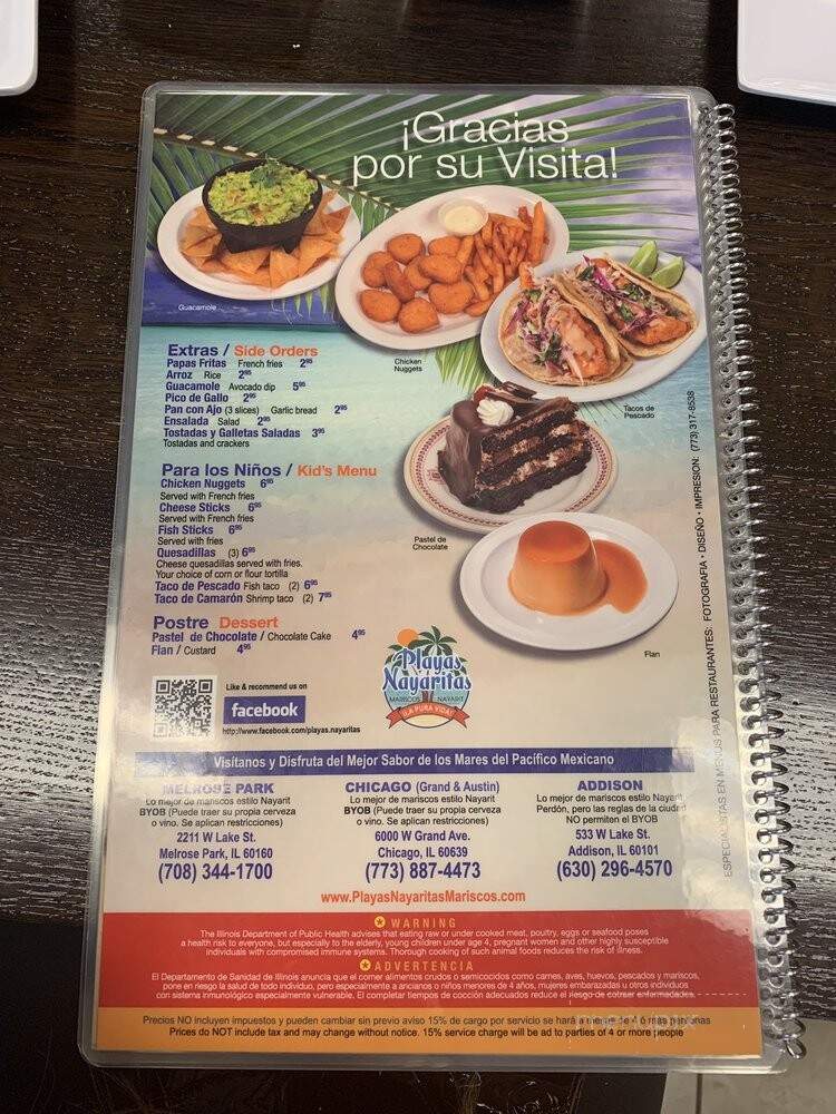 Playas Bar & Grill - Addison, IL menu_pic