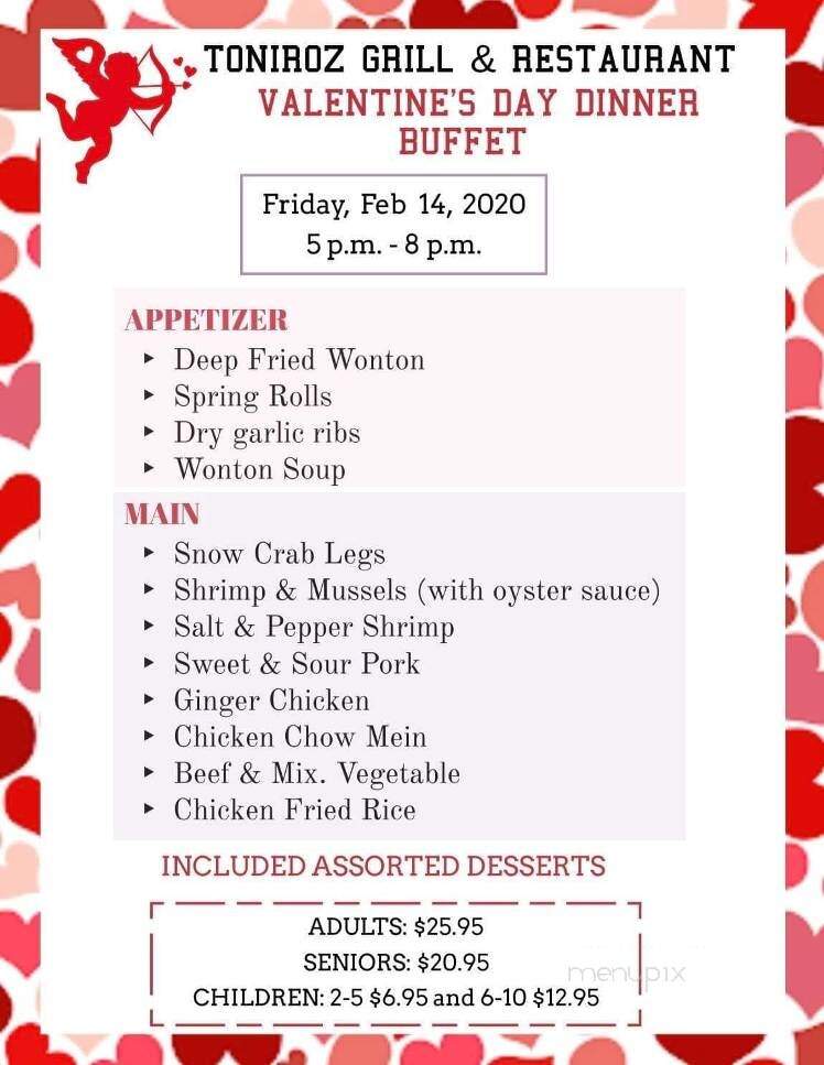 Toniroz Grill & Restaurant - Slave Lake, AB menu_pic