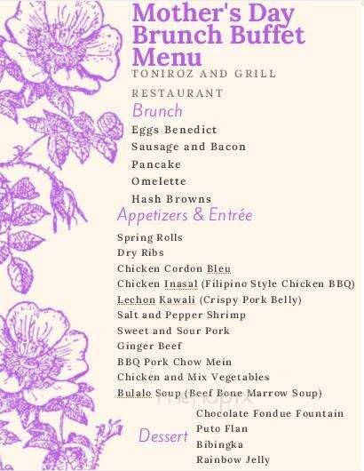 Toniroz Grill & Restaurant - Slave Lake, AB menu_pic