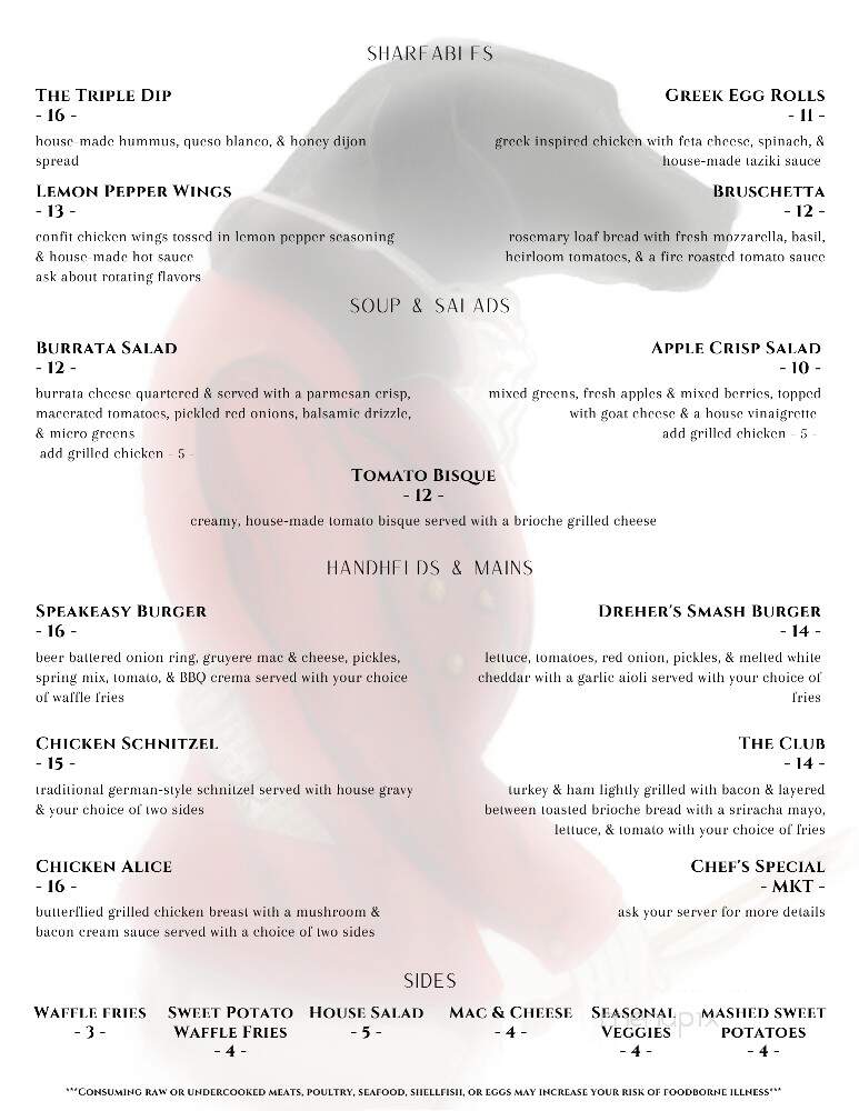 Dreher's Cocktail Bar & Restaurant - Cullman, AL menu_pic