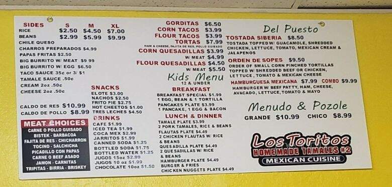 Los Toritos Tamales - Pearland, TX menu_pic
