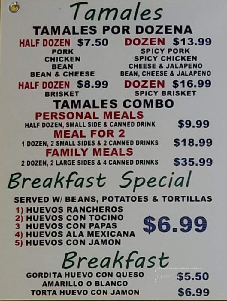 Los Toritos Tamales - Pearland, TX menu_pic