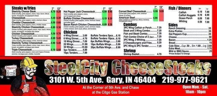Steel City Cheese Steaks - Gary, IN menu_pic