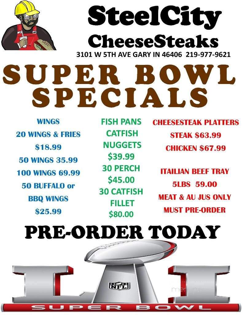 Steel City Cheese Steaks - Gary, IN menu_pic