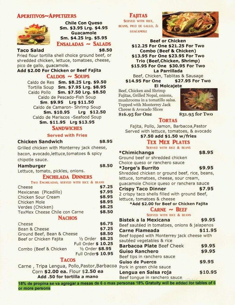 Don Jorge's Cocina - Dallas, TX menu_pic