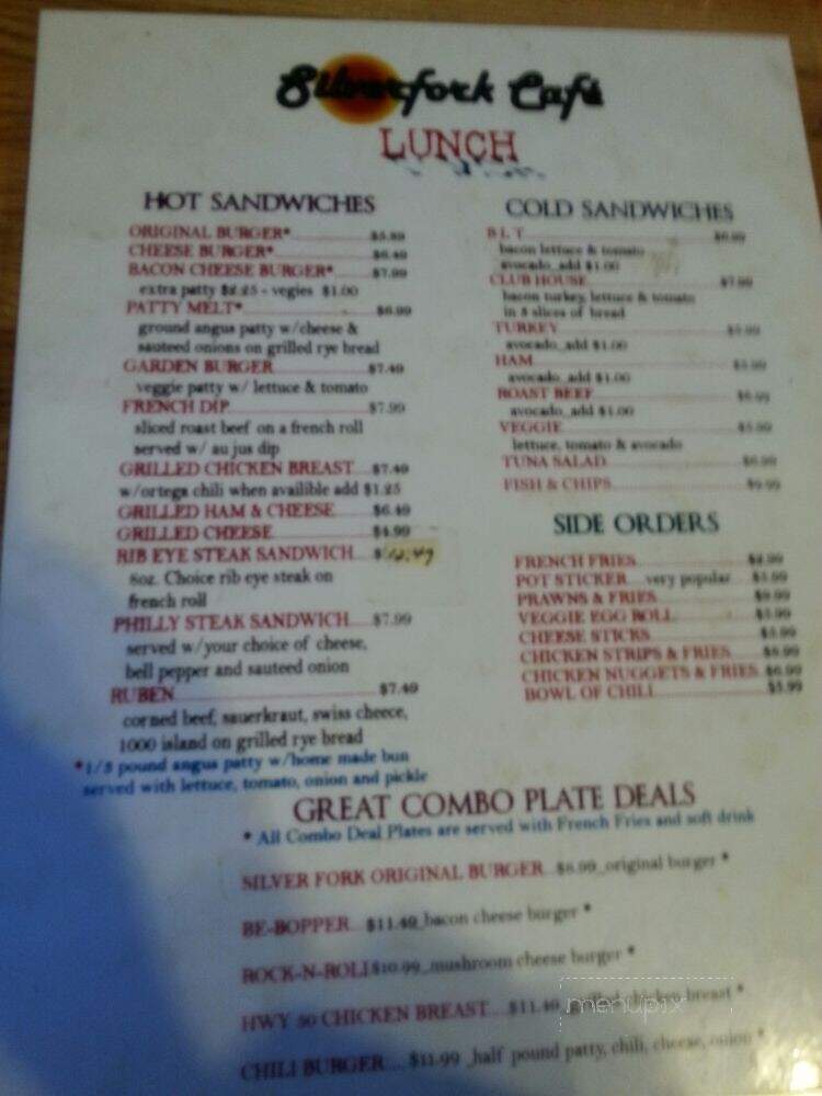 Silver Fork Cafe - Kyburz, CA menu_pic