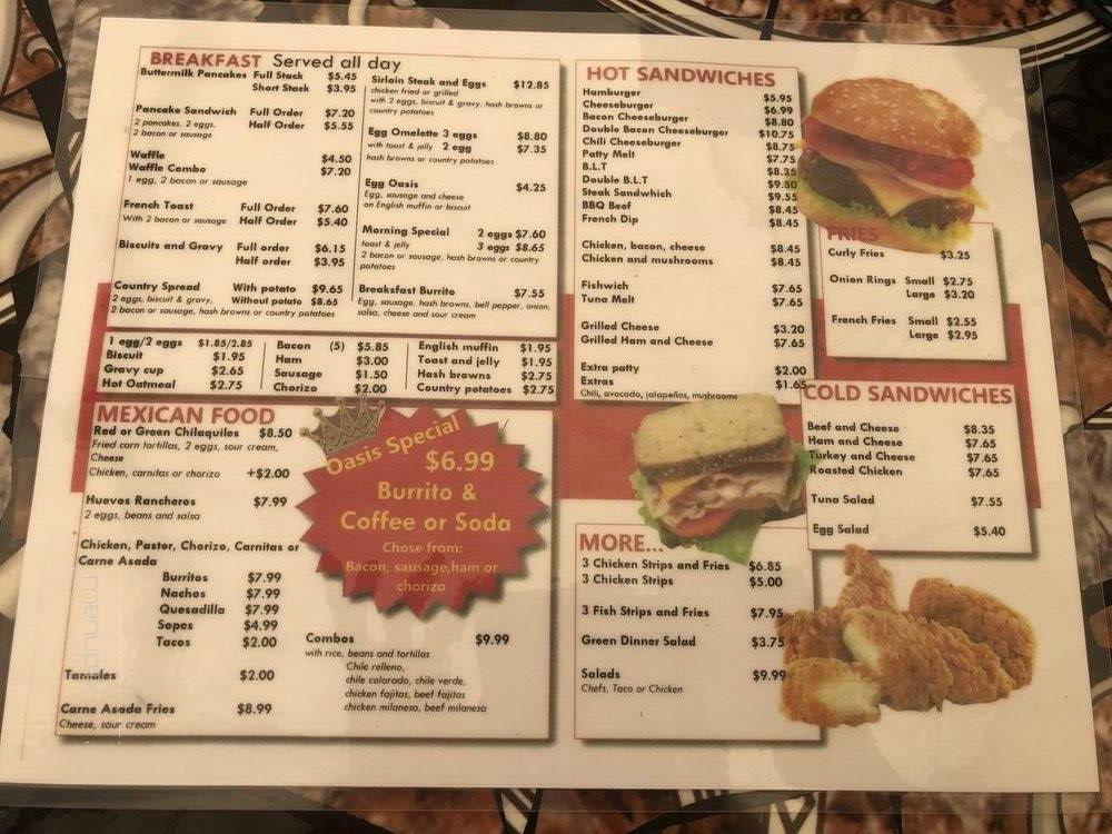The Oasis - Catheys Valley, CA menu_pic