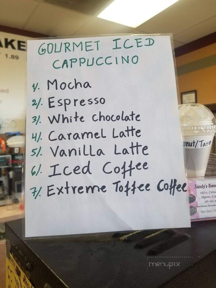 Sandy's Sweet Shop - Modesto, CA menu_pic
