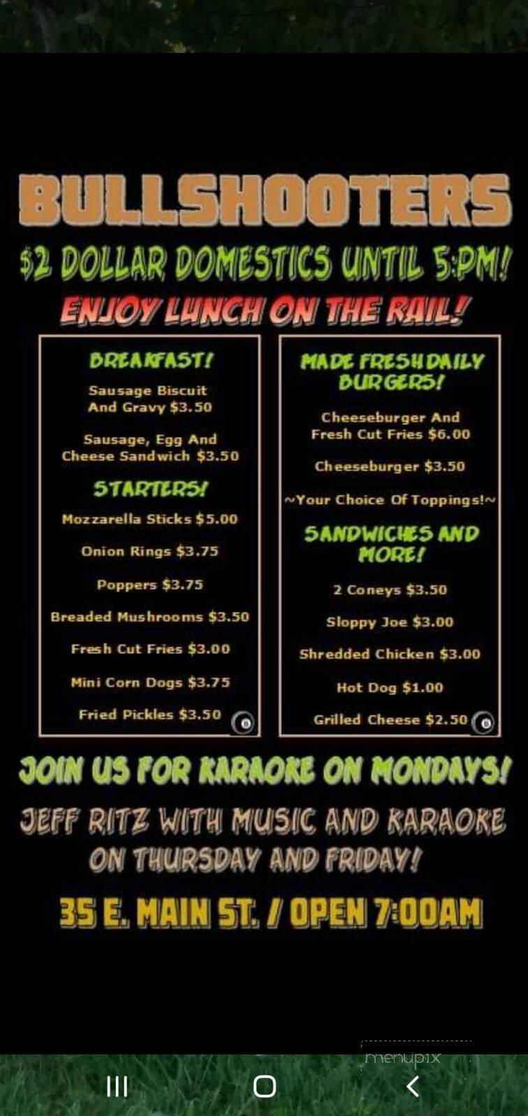 Bullshooters - Ashland, OH menu_pic