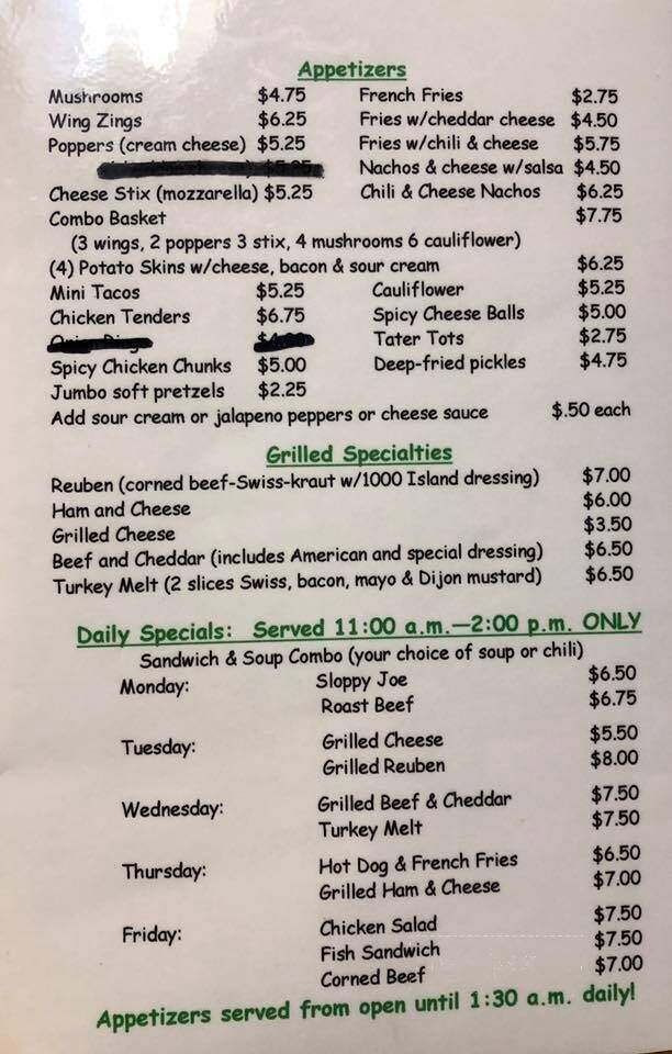 Delaney's Lounge - Toledo, OH menu_pic