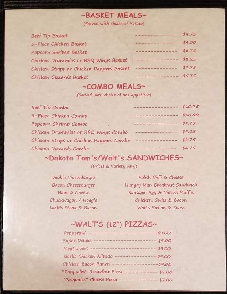 Coon Hunter Inn - Canova, SD menu_pic