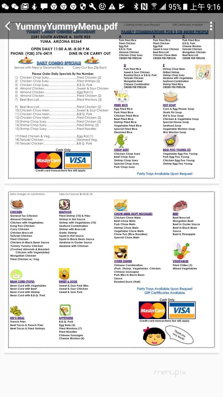 Yummy Yummy - Yuma, AZ menu_pic