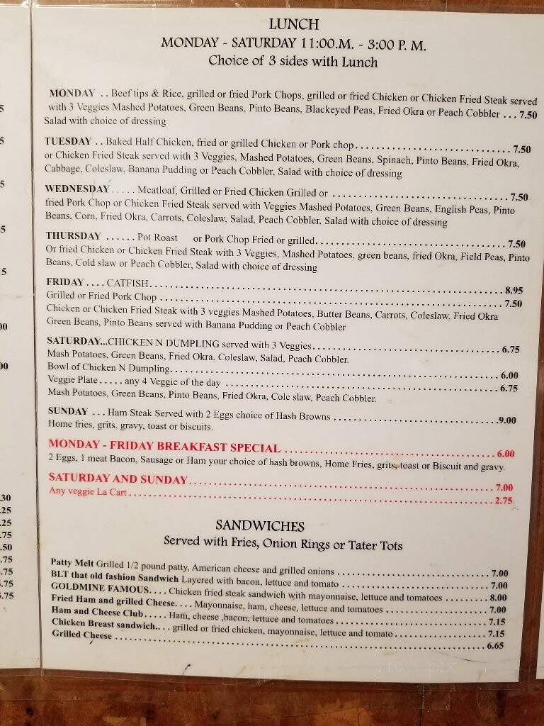 Gold Mine Family Restaraunt - Garland, TX menu_pic