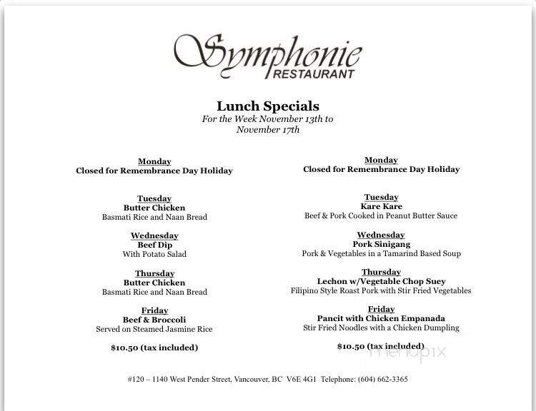 Symphonie Restaurant - Vancouver, BC