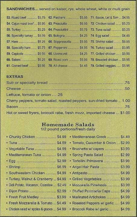 Duffy's Deli & Catering - Madison, NJ menu_pic