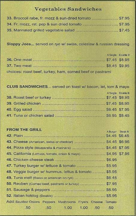 Duffy's Deli & Catering - Madison, NJ menu_pic
