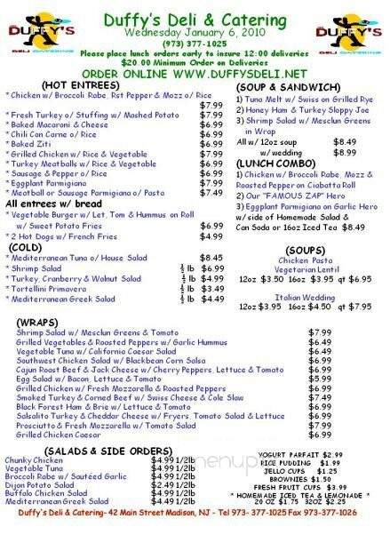 Duffy's Deli & Catering - Madison, NJ menu_pic
