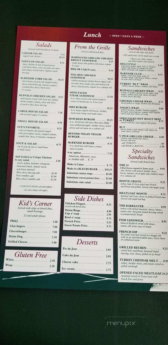 McKenzie's Grille - Saranac Lake, NY menu_pic