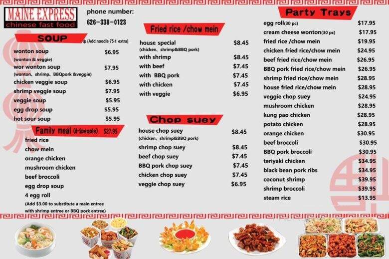 Maine Express - Baldwin Park, CA menu_pic