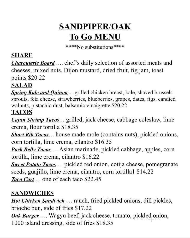 Sandpiper - Laguna Beach, CA menu_pic