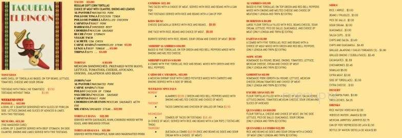 Taqueria El Rincon - Inver Grove Heights, MN menu_pic