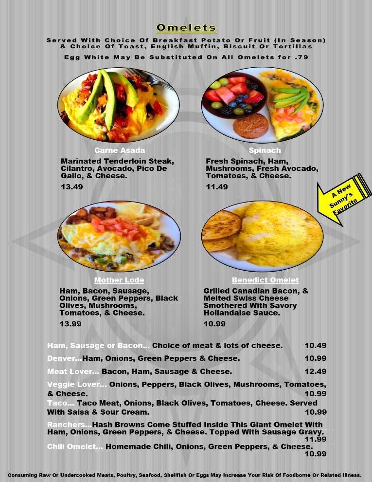 Sunny's Family Restaurant - Sidney, MT menu_pic