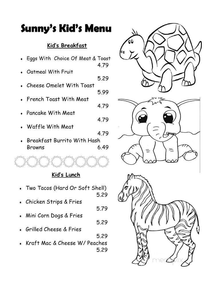 Sunny's Family Restaurant - Sidney, MT menu_pic