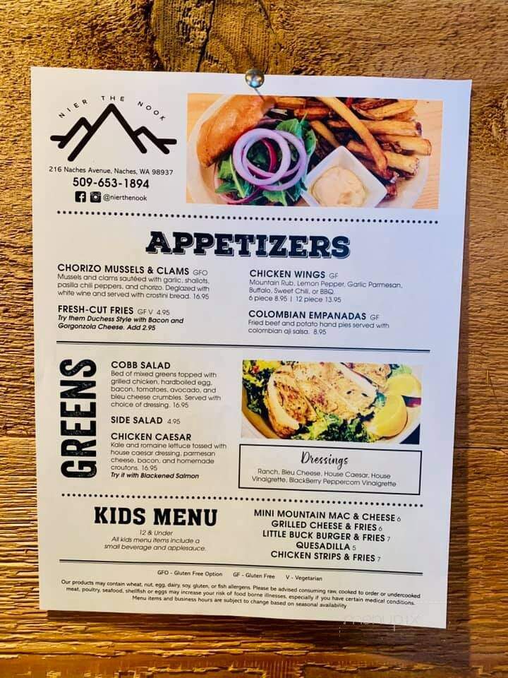 Nier The Nook - Naches, WA menu_pic