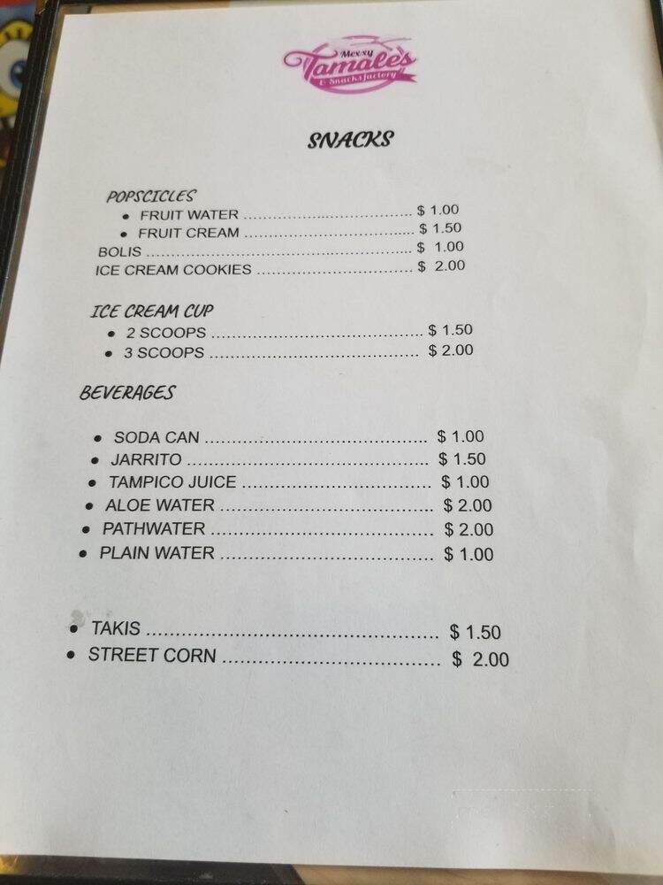 Mexxy Tamales & Snacks - Las Vegas, NV menu_pic