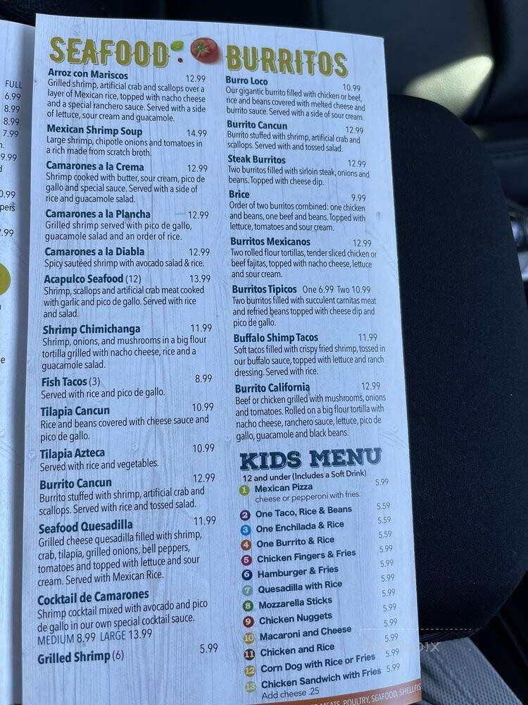 El Mezcal Mexican Restaurant - Pooler, GA menu_pic