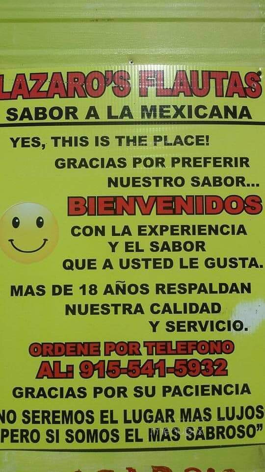 Lazaro's Flautas - Sunland Park, NM menu_pic