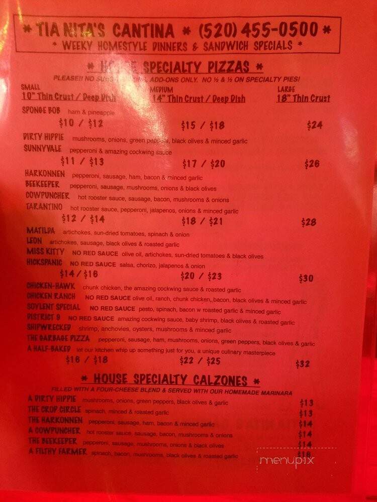 Tia Nitas Cantina - Sonoita, AZ menu_pic
