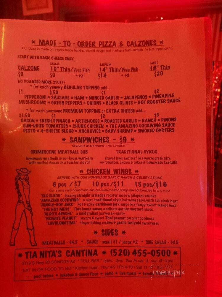 Tia Nitas Cantina - Sonoita, AZ menu_pic