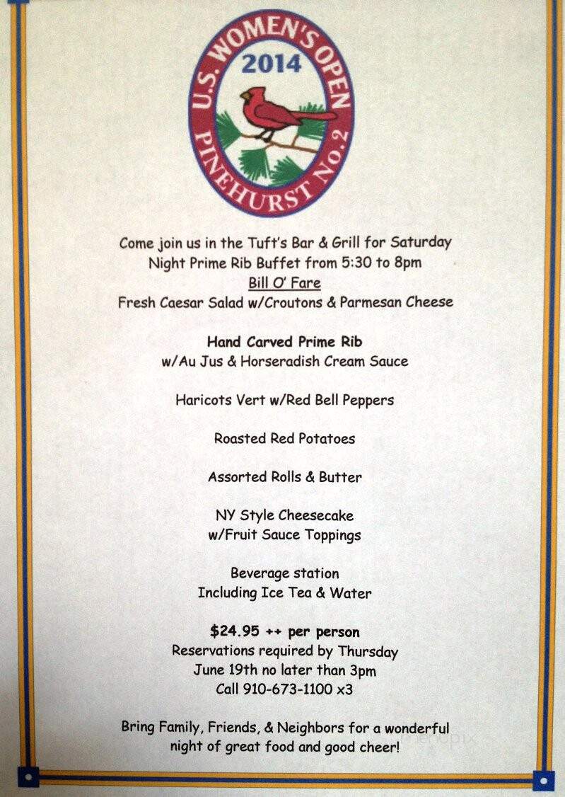 Seven Lakes Country Club - West End, NC menu_pic