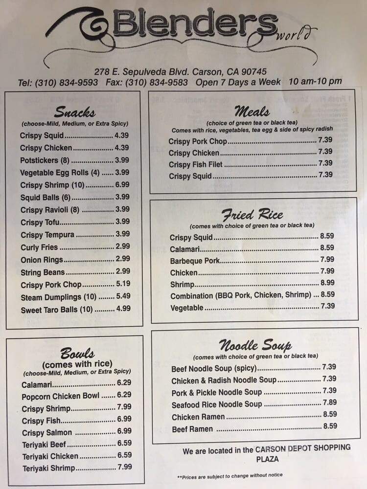 Blenders World - Carson, CA menu_pic