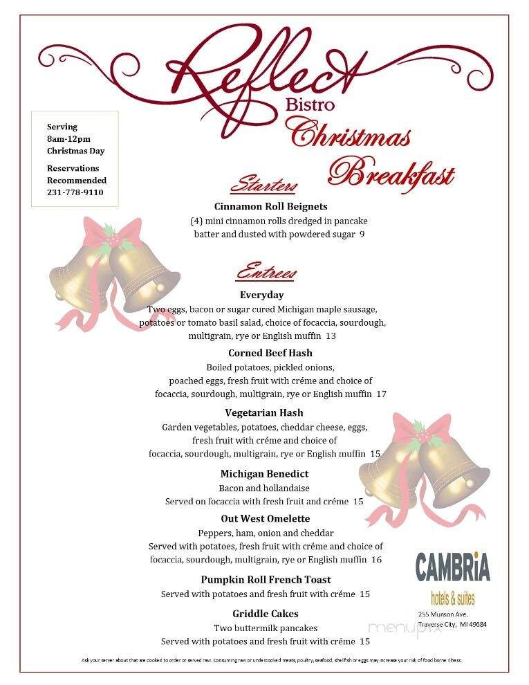 Reflections Restaurant & Lng - Traverse City, MI menu_pic