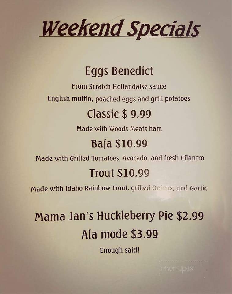 Holiday Shores Resort & Marina - Hope, ID menu_pic
