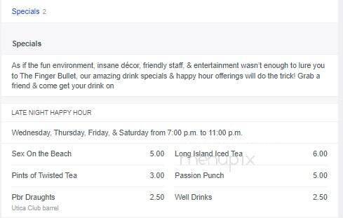 Finger Bullet - Utica, NY menu_pic