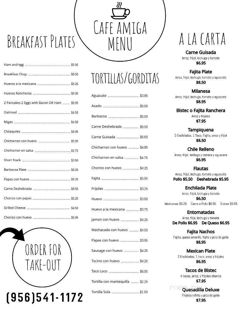 Cafe Amigas - Brownsville, TX menu_pic